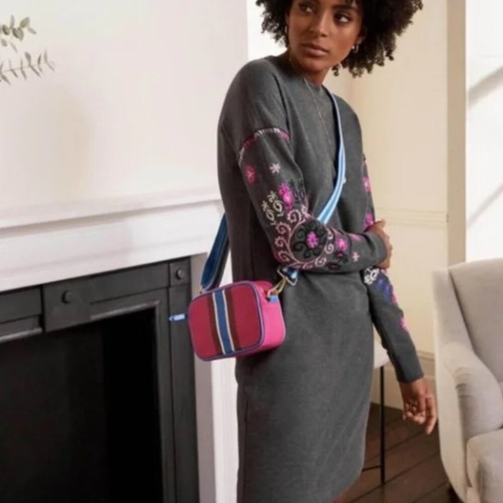 Boden Jasmine Embroidered Sweatshirt Dress - 8R